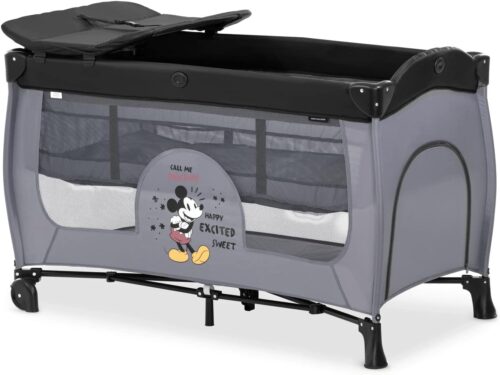 Hauck Disney Sleep N Play Centre Travel Cot - Micky Mouse Grey
