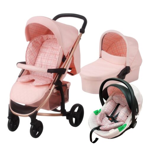MyBabiie MB200i 3-in-1 Travel System - Pink Plaid | Dani Dyer Edition